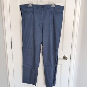 Ann Taylor The Crop Denim Blue Embroidered Side Pants - 18T